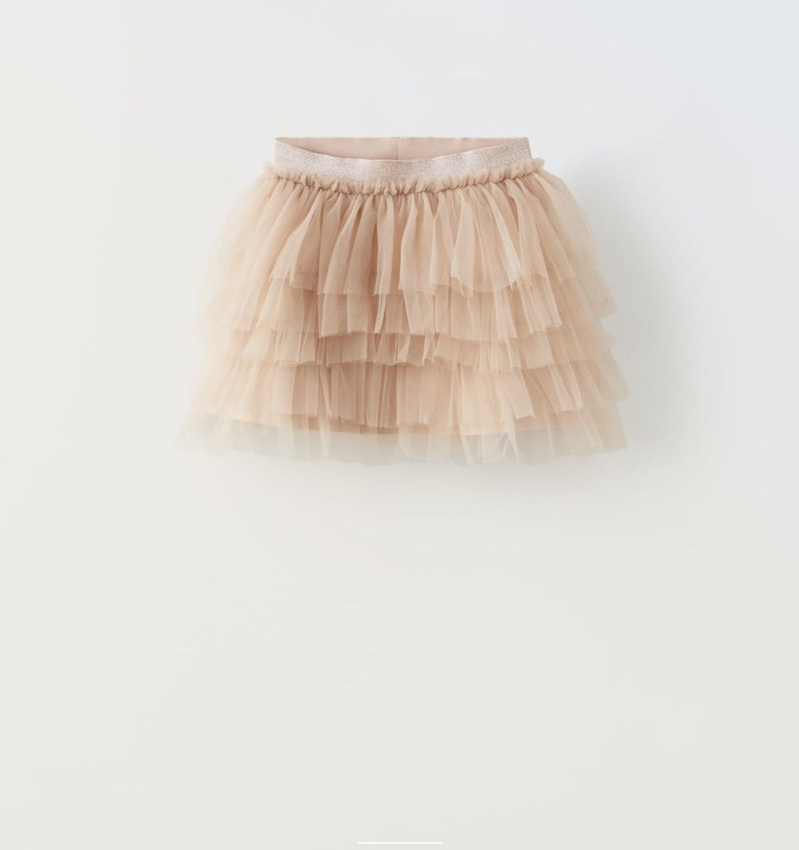 Zara NWT 11-12 sparkly soft tulle skirt. Soft pink with elastic waistband. 100% polyamide with cotton lining.