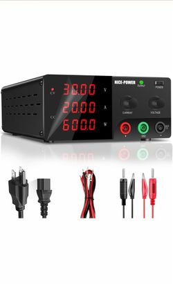 NICE-POWER DC Power Supply Variable, 0-30V 0-20A 600W High Power Bench Power Supply with Encoder Knob & Output Switch, Benchtop Adjustable Switching R