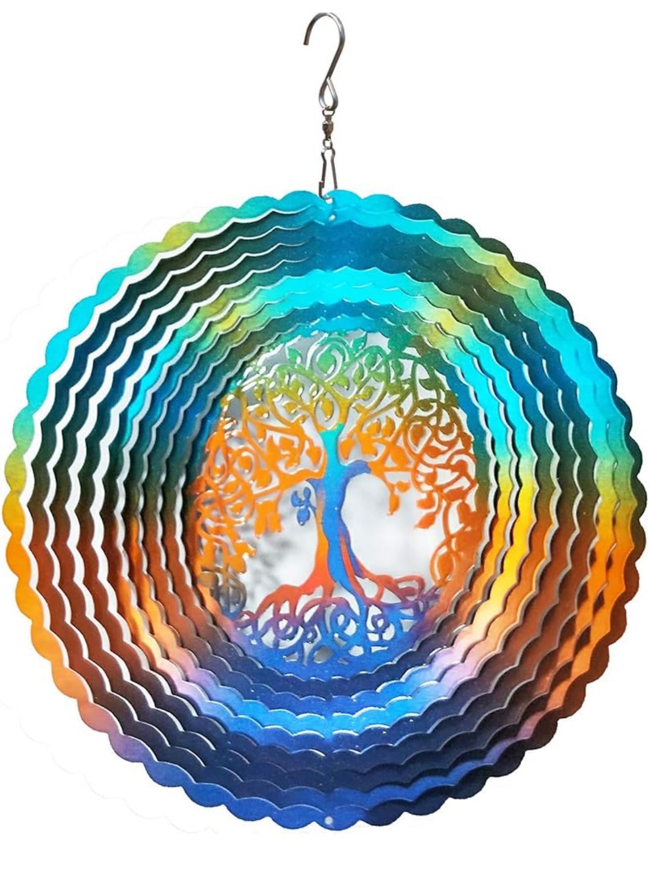 FONMY Stainless Steel Wind Spinner Worth Gifts Indoor Outdoor Garden Decoration Crafts Ornaments 12Inch Multi Color Life Tree Wind Spinners
