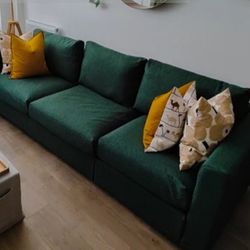 Beautiful Dark Green Couch / Sofa (BRAND-NEW, Unused Upholstery & Cushion Covers)  Delivery Assembly Are Free