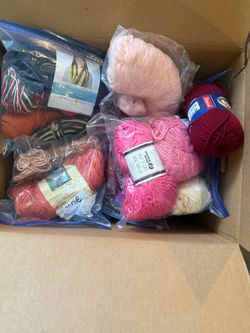 Big box of knitting yarn
