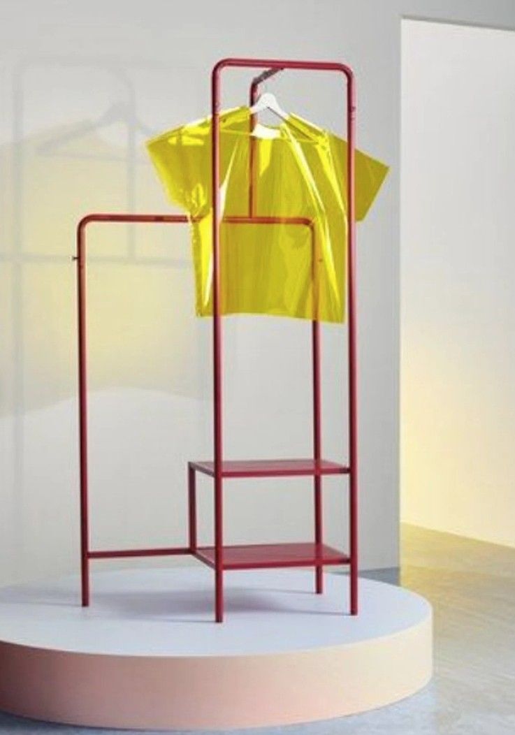 NIKKEBY Clothes Rack 33"w x 67.5"h Red
Perfect for an apartment or dorm room!
Rare IKEA NIKKEBY Red Metal Cothes Rack and Shelf Stand