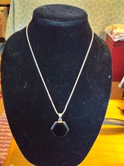 Two Stone Sterling silver. Necklace .snake Chain 925. ..22in