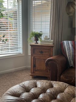 Rustic Wood Nightstand with Drawer and Cabinet