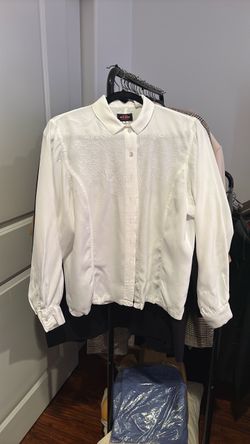 White Floral Embroidered Button-Up Blouse