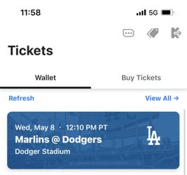 5/8 Game - 3 Dodger Tickets 