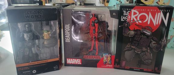 Star Wars Mandalorian and Grogu. Deadpool statue. NECA The Last Ronin