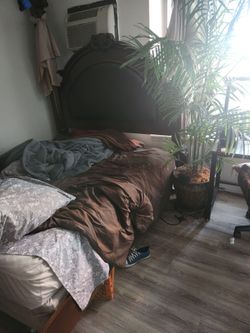 Ornate Dark Wood Bed Headboard