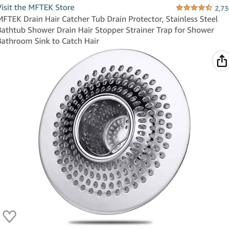 MFTEK Drain Hair Catcher Tub Drain Protector, Stainless Steel