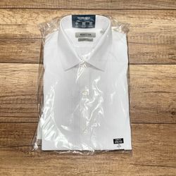 Kenneth Cole Techni-Cole White Slim Fit Button Down Dress Shirt Mens L 16 32/33