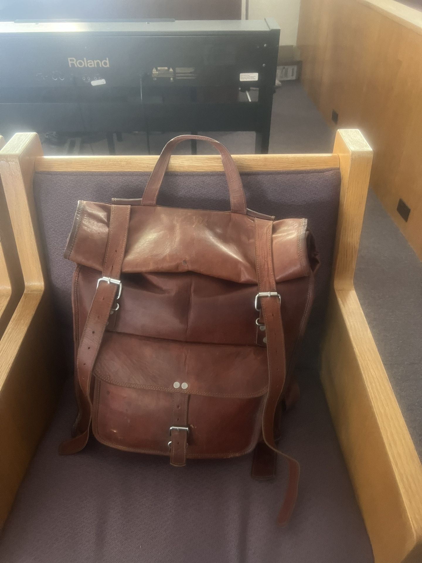 Roll Down / Leather rucksack Book bag