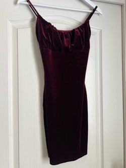 Misty Rose Red Velvet Dress