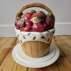 Vintage Hand Painted Cooks Club Apple Basket Cookie Jar (Minor Chip)