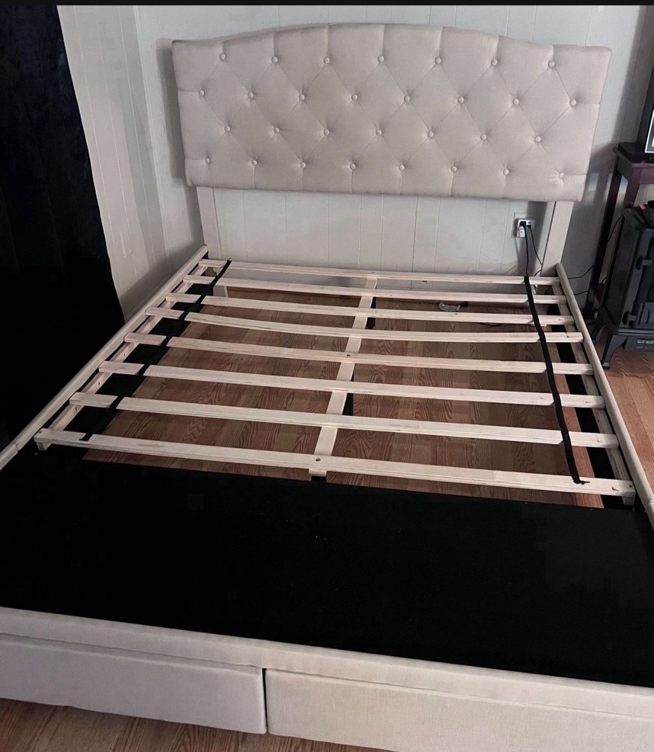 Queen bed frame with 2 Pull Out drawers