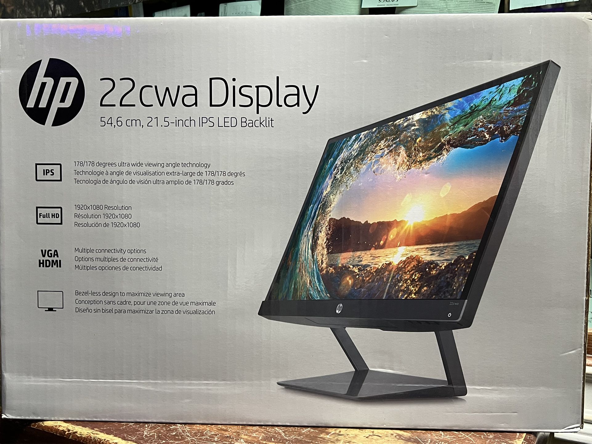 HP Hewlett Packard 22cwa Display monitor 21.5”