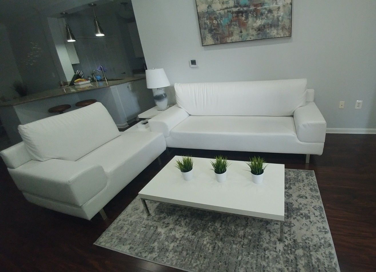 Modern White Living Room Set-2 pieces