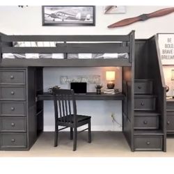 Full Size Loft Bed With Desk Underneath 