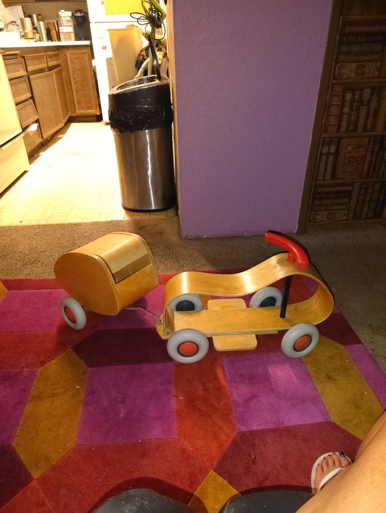 Vintage Wooden Ride-On Toy Car