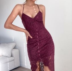 Burgundy Red Wine lace cocktail dress