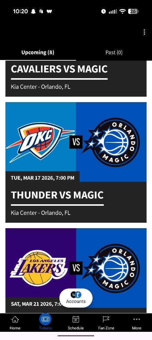 Orlando Magic v OKC Thunder (2 Ticket Package)