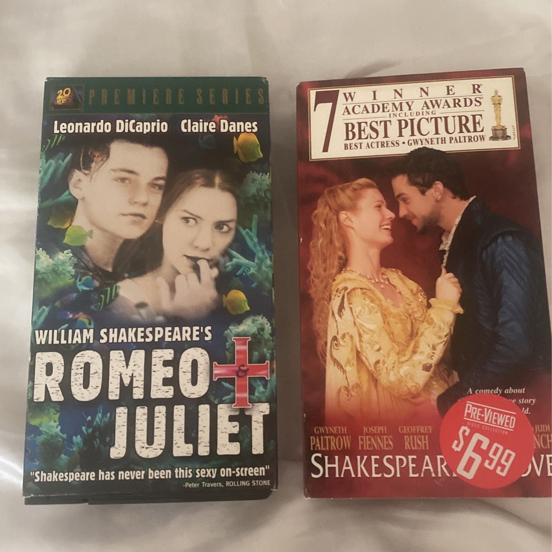 2 VHS Movies William Shakespears Romeo & Juliet & Shakespeare In Love