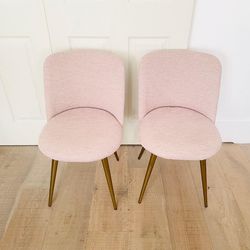 West Elm Lila Pink Fabric Chairs - Like Newi Condition, Sold As a Pair Only