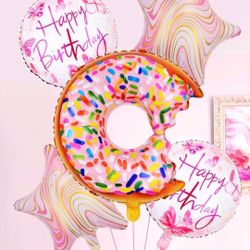 5-Pcs. Donut Shaped Birthday Balloons