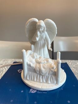 White Porcelain Guardian Angel Figurine