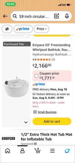 59 inch circular tub new