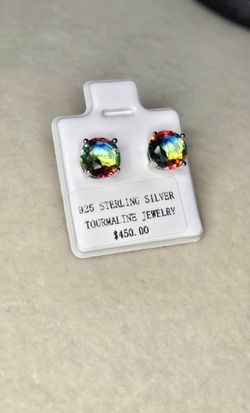 925 Sterling Silver Watermelon Tourmaline Earrings