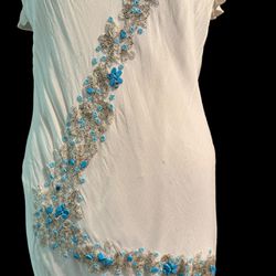 Vintage White Sexy Vintage Newport News Dress With Turquoise Stones Sz 14