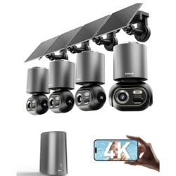 4K Solar Security Camera Kit – 4 Wireless Cams + HomeBase – No Fees