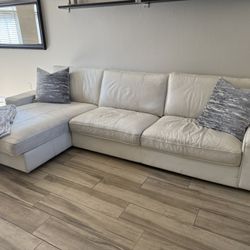Right Facing Leather Sectional 