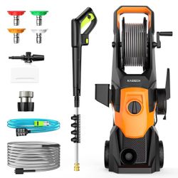 KASRECH 4500 PSI Electric Pressure Washer – 4 Nozzles, Self-Suction Hose, Multi-Scene Cleaning