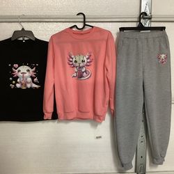 Girls sweatpants sweatshirt, and T-shirt size 11/12