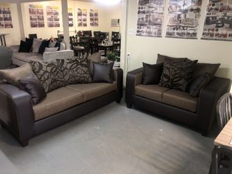 Brown Sofa & Loveseat
