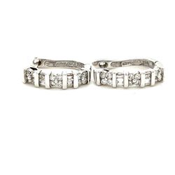 Gorgeous 14K Gold Round/Baguette Diamonds Keepsake Earrings
