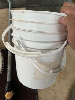 White Plastic Utility Buckets Containers