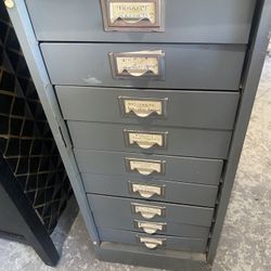 Antique Metal 9 Drawer Cabinet 