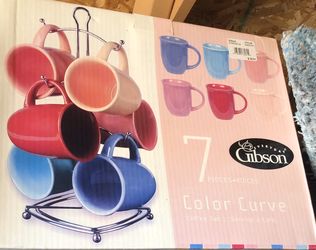 Gibson coffee mugs and stand