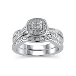 Women's Diamond Bridal Set in Sterling Silver from Forever Bride Sz 7