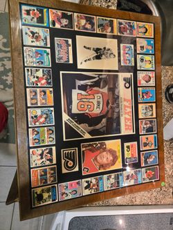 Framed autographed Bobby Clarke memorabilia plaque