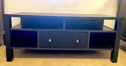 Black TV Stand with Open Shelves