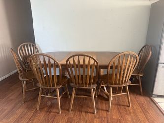 Wood table 6 chairs