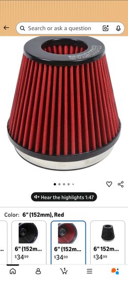 Kyostar 6" Red Cone Cold Air Intake Filter