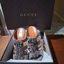 Gucci Suede Fringe Heels-Size 38+- original box