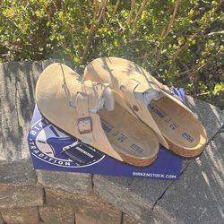 Birkenstock Boston BS Sand Suede Men's Clog Shoes Comfort Size 10 US/43 EU