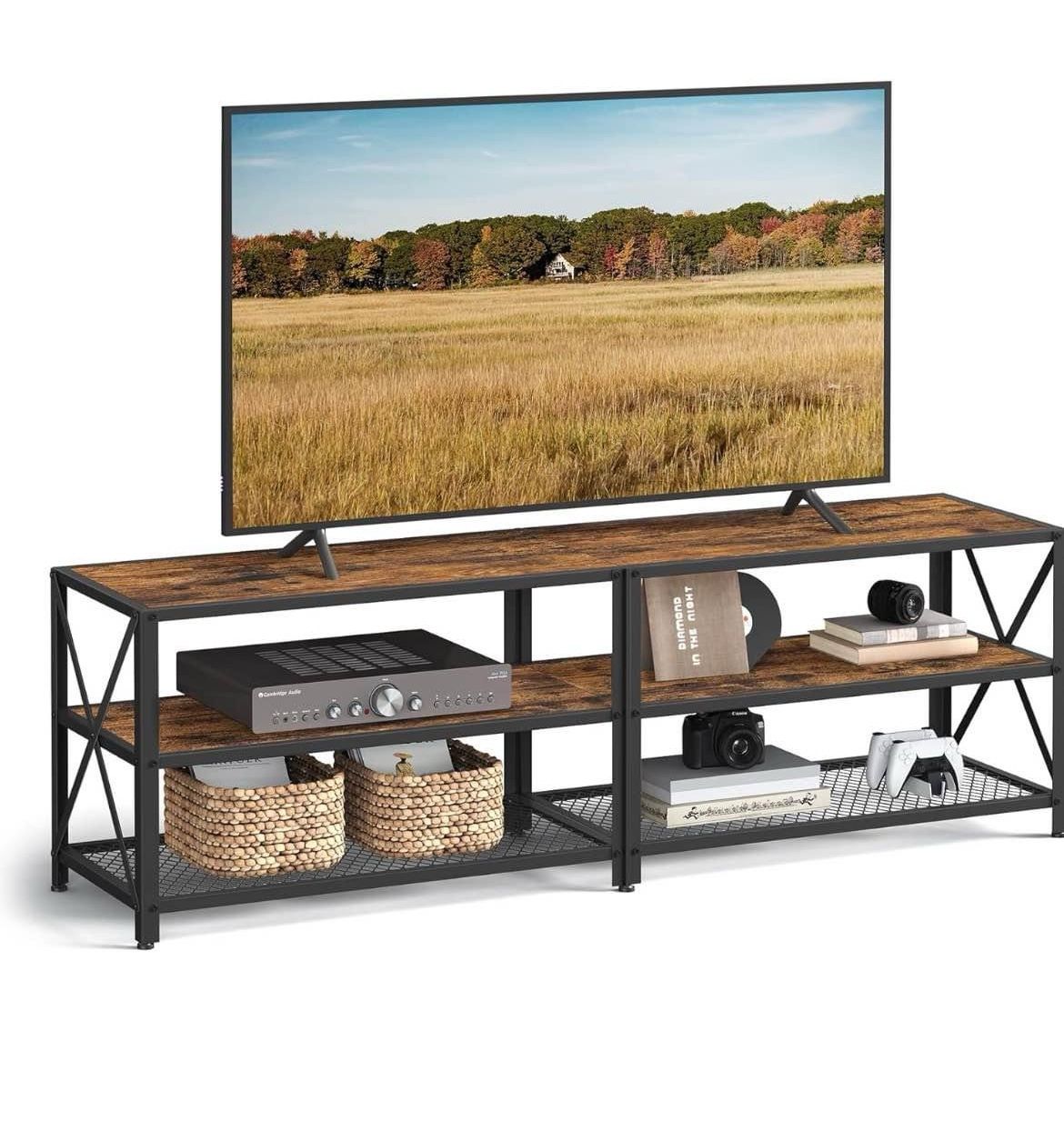TV Stand, TV Console for TVs Up to 75 Inches, TV Table, 70.1 Inches Width, TV Cabinet with Storage Shelves, Steel Frame, for Living Room,