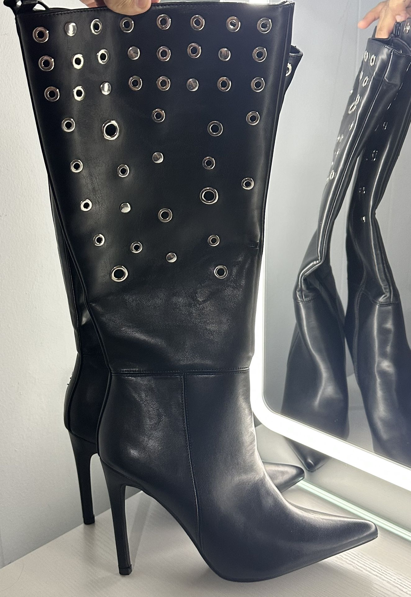New Black Studded Boots -Size 7