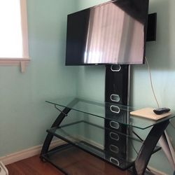 Tv With Tv Stand Glass Shelf